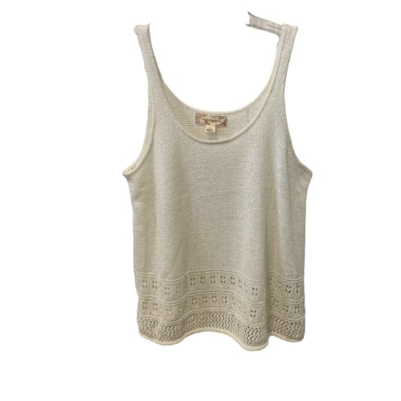 Band of Gypsies Tops - Band of Gypsies Cream Ivory Pointelle Sleeveless Top XL